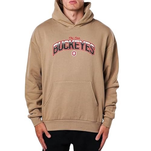 The Wild Collective Unisex Ohio State Oversized Graphic Fleece Hoodie Medium Brown