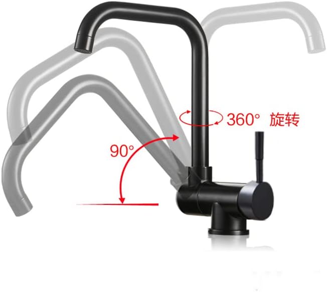 Black Sink Faucet for Bar & Kitchen Commercial Hot & Cold Water Mixer Single Handle Inner Rotating Foldable Design for Low Windows Modern Style