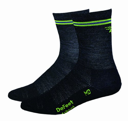 DeFeet Men's Lime Hi-Top Sock, Charcoal, X-Large