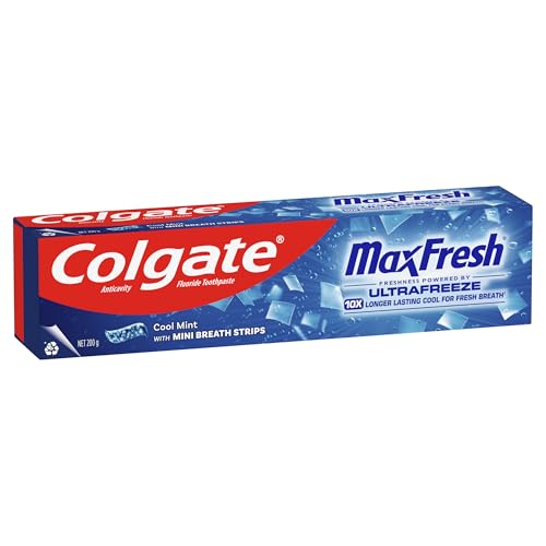 Colgate Max Fresh Toothpaste, 200g, with Mini Breath Strips, Cool Mint