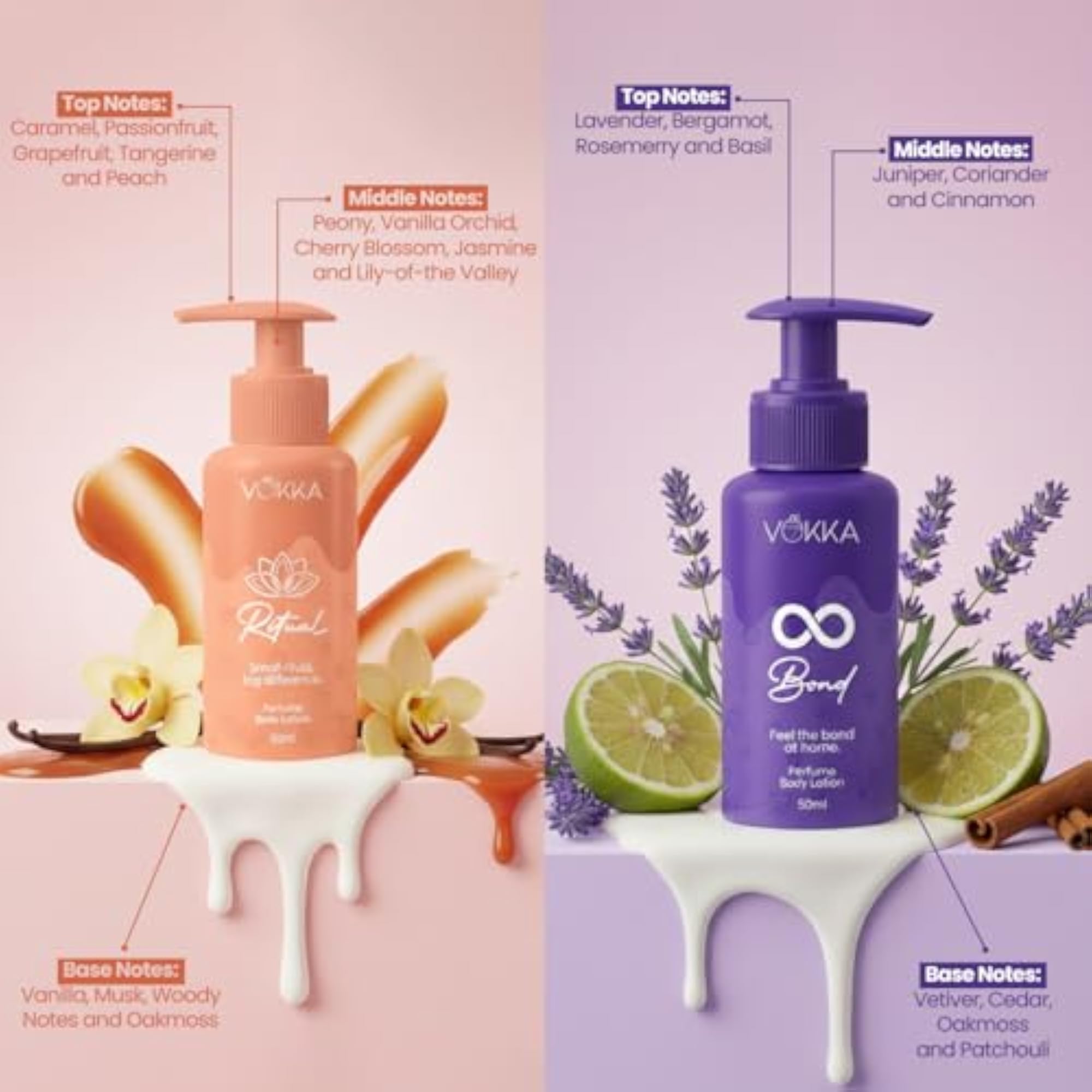 Ritual & Bonds Vanilla Orchid & Warm Woody Perfume Body Lotion Combo