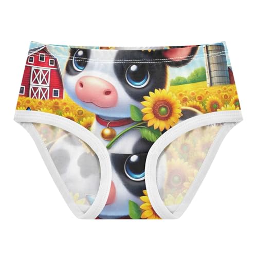 Cartoon Girls Underwear Toddlers 2t Cotton Panties Little Girl Cute Farm Cow Sunflowers Sunlit Underpants Briefs