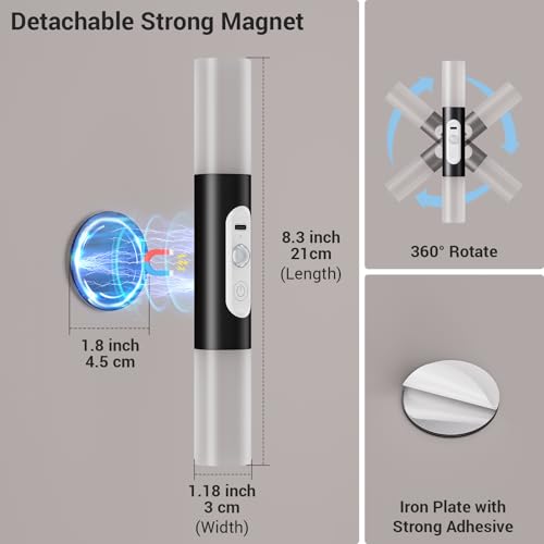 Image of Hensam Motion Sensor Wall Lights with Remote, Rechargeable Battery Sconces | Peel and Stick Wall Night Light, 3 Color Temps, Dimmable, Magnetic, for Hallway, Stair, Bedroom, Living Room, Black, 2 Pack