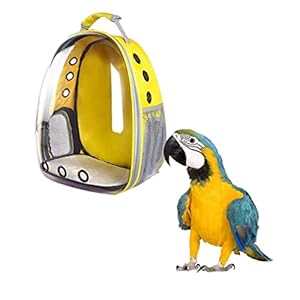 Sage Square Birds Backpack Carrier Bubble Carrying Bag, Small Bird Backpack Carrier for Small Medium Birds, Ventilated Transparent Space Capsule Pet Carrier Bird Hiking Backpack (Yellow)