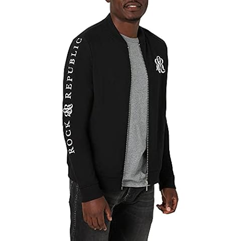 Rock & Republic Men's French Terry Zip Up Jacket, Black, Large Cover