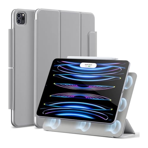 Image of LIRAMARK Case for Apple iPad Pro 11 inch 2022 /2021 /2020 4th /3rd Generation, Powerful Magnetic Case, Slim Trifold Stand, Supports Pencil Pro and Pencil (USB-C), Rebound Series - Grey