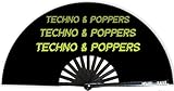 Techno and Poppers Fan - Funny Rave Fan - Large Festival Fan - UV Glow Fan for Women & Men - 13 Inch Folding...