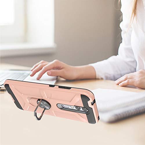 Starlodes Compatible For Coolpad Legacy Brisa Phone Case,Cp3706As Case,[Hd Screen Protector] Shockproof Protective Cover With Rotatable Ring Kicktand Fit Magnetic Car Mount-Rose Gold #TOP3