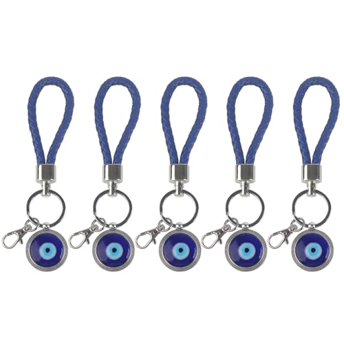Garosa 5 pièces porte-clés Mauvais œil, Oeil chanceux Bleu amulette Turque Pendentif Bijoux Vacances Artisanat