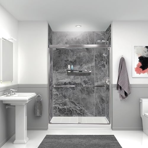 Transolid TWKE603696-KI63G Titan 60-in x 36-in x 96-in Eco Shower Wall Kit, Maelstrom Grey (Glossy)