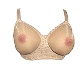 BIMEI Crossdressing Pocketed See-Through Bra for Silicone Breastforms (Beige, 38D)