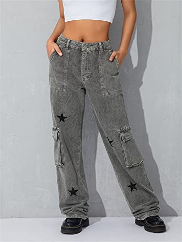 Women Baggy Denim Pants Y2k Straight Leg Oversized Low Rise Cargo Jeans Vintage Casual Aesthetic Harajuku Streetwear3