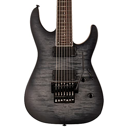 ESP 7 String LTD Deluxe M-1007 Electric Guitar, See Thru Black Sunburst Satin, Right, (LM1007QMSTBLKSBS)