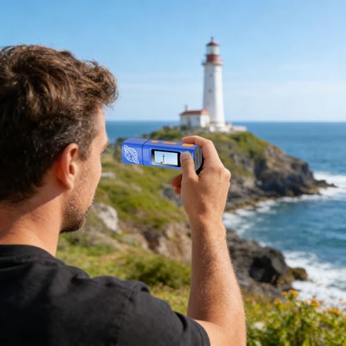 Cámara de pulgar compacta 4K con gran angular azul de 10 x 6 x 3 cm para vídeo portátil 5
