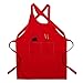 KJGHJ Bolsillo Delantal Ajustable Delantal Denim Cafetería Camarero Barbero Ropa Trabajo Hombres Mujeres Herramientas Pintura Cocina Delantal Barista (Color : Red, Size : OneSize)