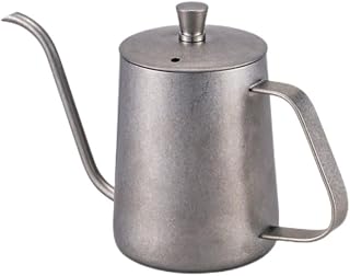 Hervidor de café con tapa, acero inoxidable, cuello de cisne de boquilla estrecha, cafeteras de goteo manual, color negro, 350 ml (vintage 350 ml)