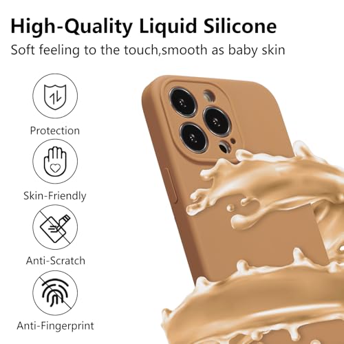 UCASONG for iPhone 13 Pro Case Silicone,with [Full Camera Protection][Soft Anti-Scratch Microfiber Lining],Liquid Silicone Ultra Slim Shockproof Phone Case for Men Women Girls-Caramel by UCASONG - Used condition - Image 2