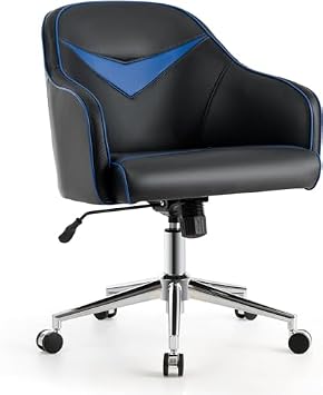 KUANGGE Home Office Desk Chair, Home Office Chair, Height Adjustable Swivel Computer Desk Chair Racing Gaming Armchair with Rocking Function, Ergonomic Leather Mid-Back Rolling Accent Task Chair