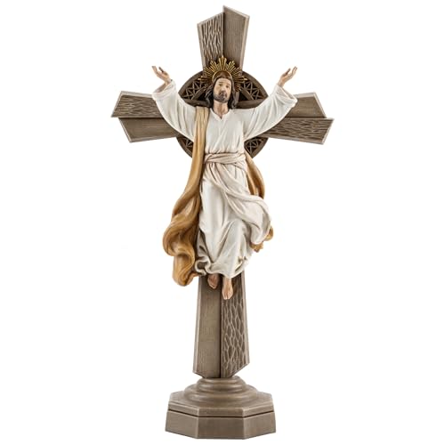 Grace4Joy Standing Crucifix - 12.5 Inch Risen Christ Crucifix Standing