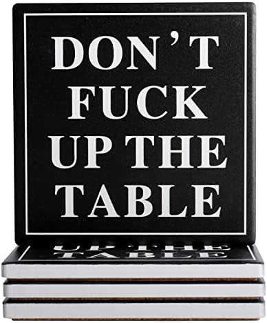 wonlex Ceramic Coasters Absorbent for Drinks, Coaster with Cork Back for Family and Friends, 4 Pack (Square - Black)