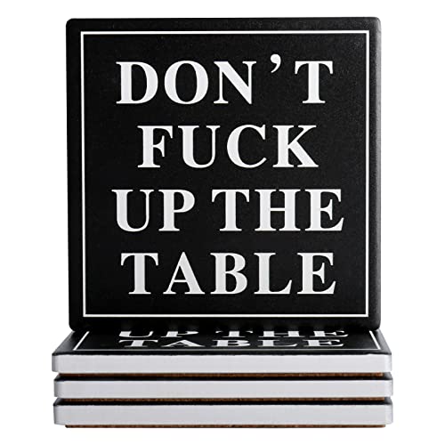 Wonlex Ceramic Coasters Absorbent For Drinks, Coaster With Cork Back For Family And Friends, 4 Pack (Square - Black) #TOP3