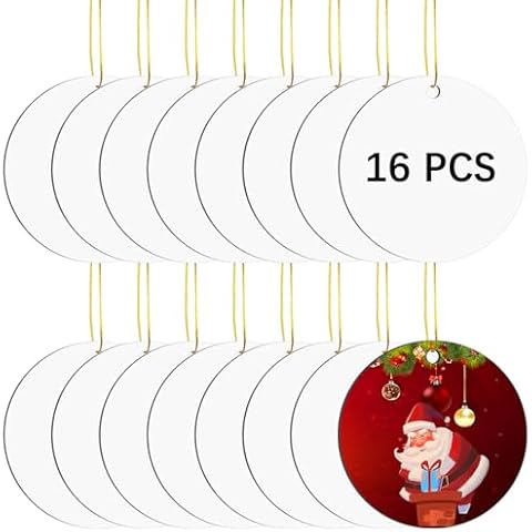 16 pcs Metal Sublimation Ornament Blanks，Christmas Ornaments Sublimation Christmas Ornament Blanks for Christmas Tree Decor Blank Ornaments，DIY Handmade Crafts Double Sided Sublimation Ornaments Cover