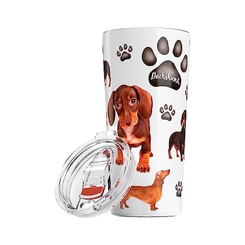 Greenline Goods Dachshund Insulated Tumbler With Lid 20 oz - Perfect For Dog Moms, Dads - Dachshund Insulated Mug - Tumbler Dog Breed Design - Hand Wash Preferred Non-Slip Base - For Dog Parents Cover