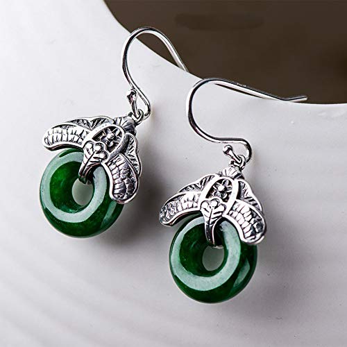 Pendientes de calcedonia verde en plata de ley 925 MIYUAN de botón 5