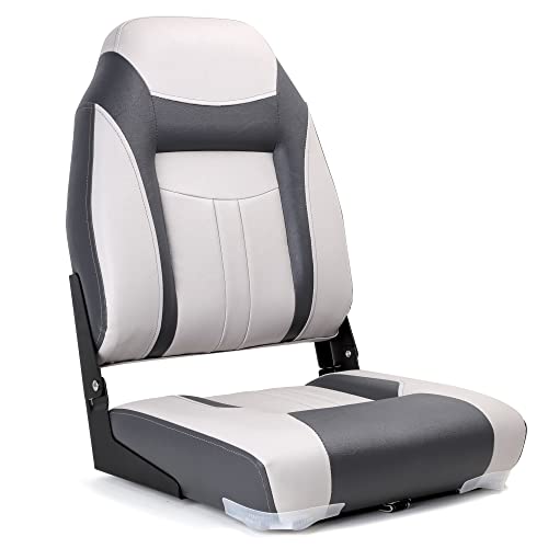 Northcaptain S1 Deluxe High Back Folding Boat Seat,Stainless Steel Screws Included,Light Grey/Charcoal(2 Seats) #TOP4