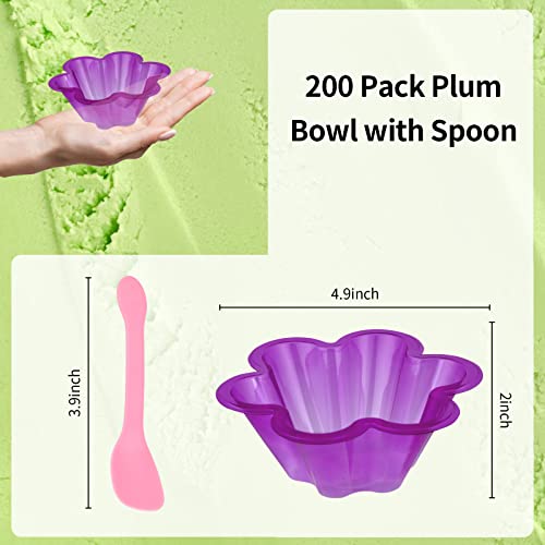 Xuwaidsgn 100 Pack Plastic Ice Cream Bowls Set 100 Pack Rose Red Flower Appetizer Cup Set With Pink Spoons Disposable Plastic Dessert Bowls For Yogurt Cake Fruits Containers #TOP1