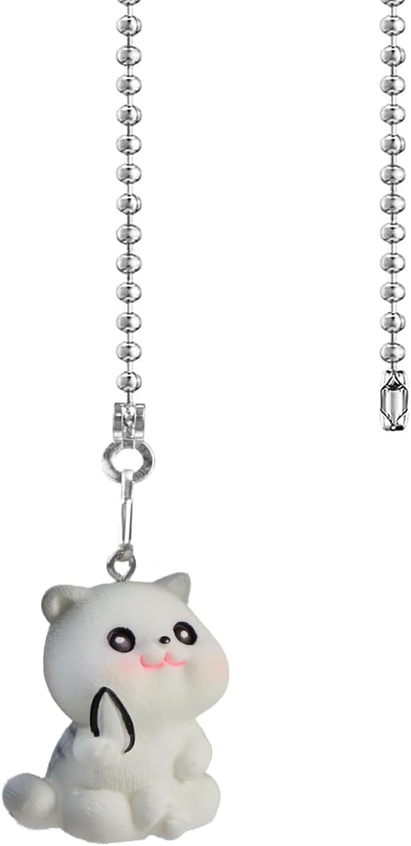 Ceiling Fan Pull Chain Set, 12 Inch Cute Cat Ceiling Fan Pull Chain Extender with Ball Chain Connector, Pull Chains for Ceiling Fans and Lights, Decorative Fan Pull Chain Pendant Extension (Cat-B)