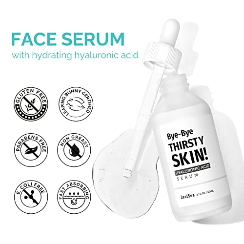 Zealsea 2 Pack 2Oz Pure Hyaluronic Acid Serum For Face, Hydrating Facial Serum For Smoothing Fine Lines With Retinol, Hyaluronic Acid, Niacinamide, And Ceramides All Skin Types - Paraben And Fragrance-Free #TOP3