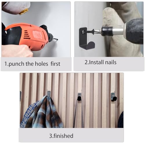 10 Stück Garderobenhaken, Kleiderhaken Schwarz, Kleiderhaken Wandhaken Schwarz Metall Haken zum Schrauben für Schlafzimmer Badezimmer Wohnzimmer Garderobenleiste Mäntel Handtuch Jackenhaken