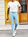 PASLTER Mens Chinos Pants Slim Fit Stretch Flat-Front Skinny Dress Suit Pants Cotton Slacks Sky Blue