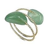 TSdiyART Green Aventurine Ring, Dainty Healing Crystal Green Stone Ring for Women, Gold Plated Stackable Rings Handmade Jewelry