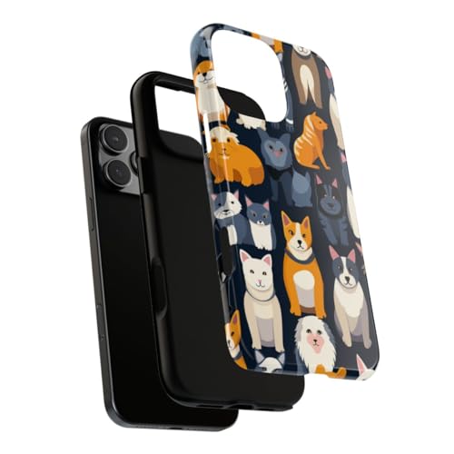 Coque rigide iPhone 16 Pro Max aux motifs chats et chiens colorés