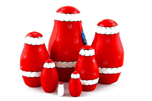 Matryoshkas Russian Nesting Dolls Christmas Santa Claus Set 7 Pcs Unique Stocking Stuffer Ideas #TOP3