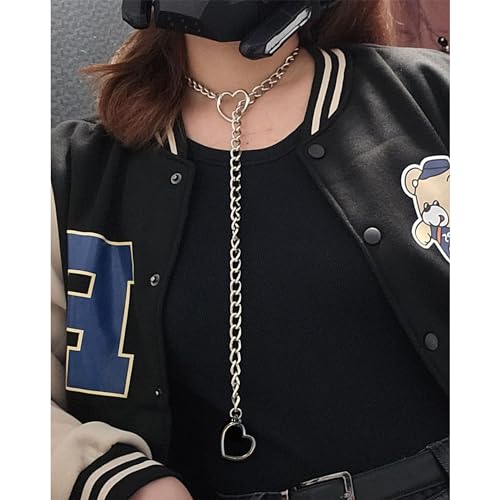 Harry And Henry Heart Slip Chain Necklace For Women Handmade Punk Cuban Slip Chain Choker Necklace Jewelry Adjustable Gothic Lariat Y-Necklace Stainless Steel thumb #5