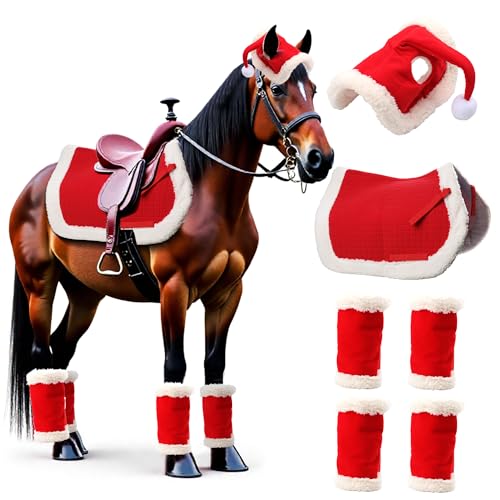 LITGURU 6 Pcs Christmas Saddle Pad Decorations for Holiday Parties