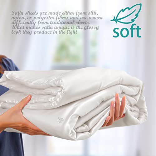 Vonty Satin Throw Blanket Ivory White Satin Blankets 90X90 Inches(With Small Flowers), Cooling & Silky Throw Blanket Wrinkle-Free Cable Knit Big Size Throw Blanket For Coush Sofa Bed Outdoor #TOP3