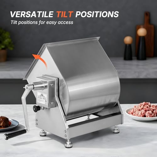 Hakka Manual Meat Mixer 45lb/22.5L, Tiltable Tank 30L Stainless Steel Updated Commerial Food Mixer for Meat and Seasonings, Sausage, Burger, Patty by HAKKA FOOD PROCESSING - Image 2