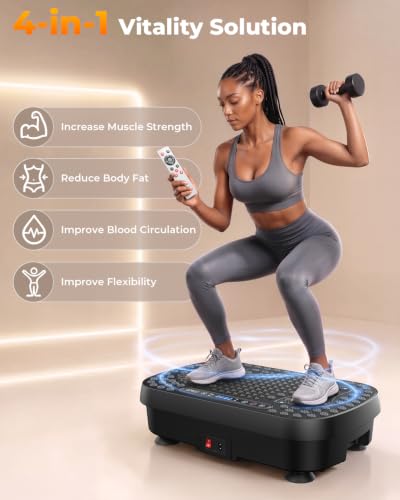 Image of Vibration Plate Exercise Machine, Whole Body Workout Vibrating Plate for Lymphatic Drainage and Weight Loss, Home Fitness Shake Plate Equipment for Full Body Training and Wellness Use
