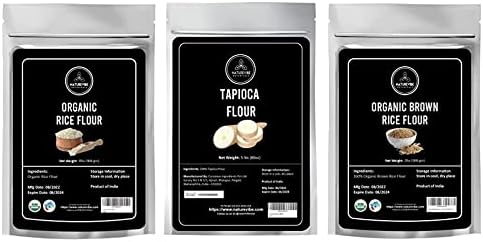 Naturevibe Botanicals White Rice Flour 2lb, Tapioca Flour 5lb and Brown Rice Flour 2lb|Flours combo