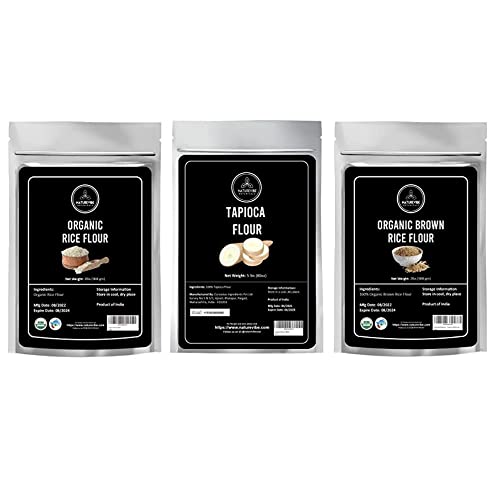 Naturevibe Botanicals White Rice Flour 2Lb, Tapioca Flour 5Lb And Brown Rice Flour 2Lb|Flours Combo #TOP3
