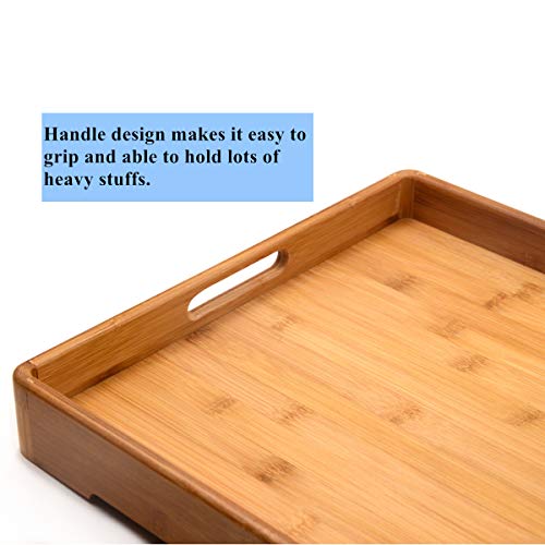 Bamber Large Bamboo Serving Tray Decorative Coffee Tea Platter 18 X 13 X 1.2 Inches #TOP4