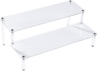 Double Layer Acrylic Display Rack Stand for Desk Organizer | Home Shop Use, Toy and Model Holder, Multi Purpose Storage, Compact Area Organizer