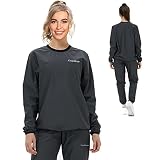 CAPMAP Sauna Suit for Women Weight Loss，Sweat Sauna Jacket Gym Workout Sweat Suits for Women（Gray
