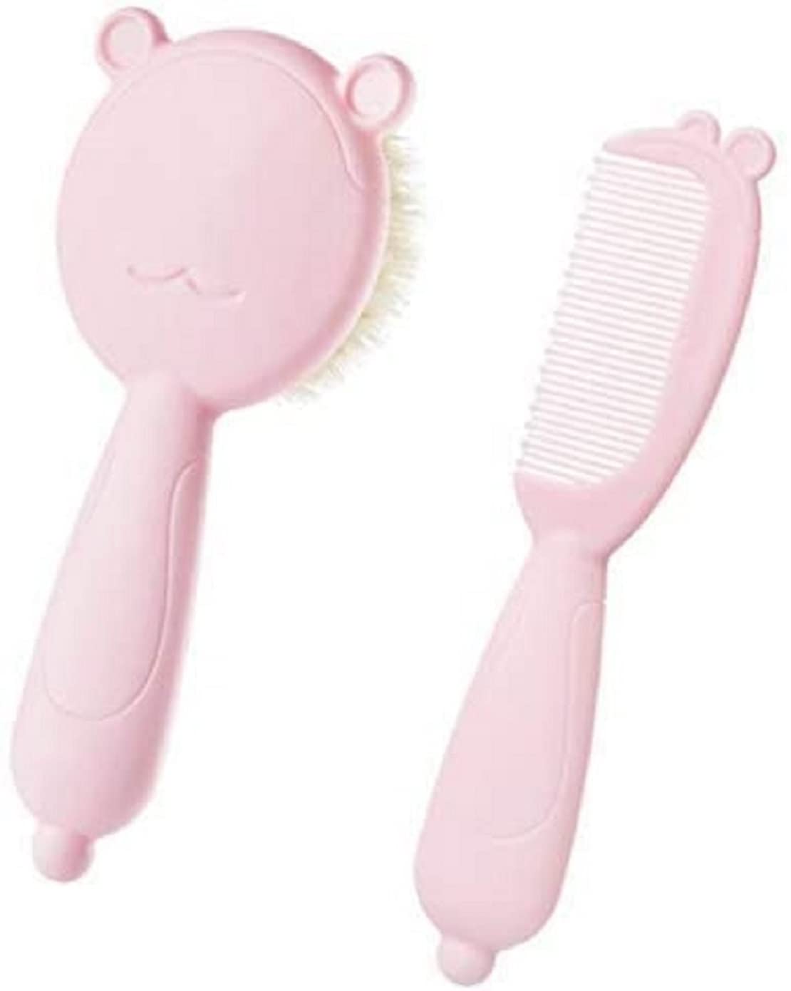 CHILDCHIC 1 Set of Baby Goat Hair Brush and Comb, Natural Soft Bristles for Grooming Hair Care Products Newborns and Toddlers, Infants, Kids Children Tender Scalp Relaxation (Pink)-image-49