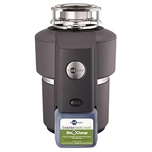 InSinkErator Garbage Disposal, Evolution Septic Assist, Quiet Series, 3/4 HP Continuous Feed, Gray + 1-Pack Bio-Charge Cartridge