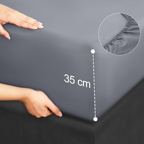 Utopia Bedding - Set Lenzuola Letto Matrimoniali 3 Pezzi 135x190 cm - Spazzolata Poliestre di Microfibra - Oeko-Tex Certificato - Lenzuolo con Angoli, Lenzuolo Piatto e 1 Federa 45x155, Grigio - Immagine 4